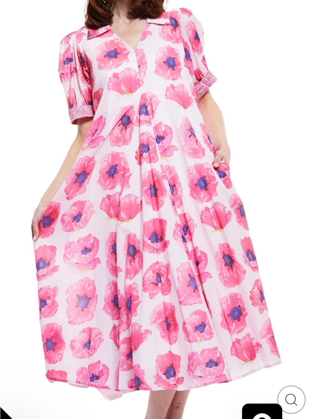 Dizzy lizzy Pink Floral V-Neck Midi Dress